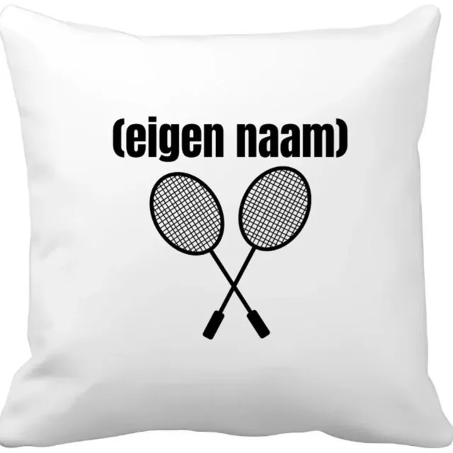 Akyol 2 badminton rackets met eigen naam Kussen hoes - Badminton - badmintonner - sport - verjaardag cadeau - kado - geschenk - 40 bij 40 cm Multicolor