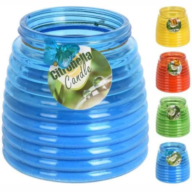 L28 Citronella kaars in pot Geel blauw/geel/groen/rood