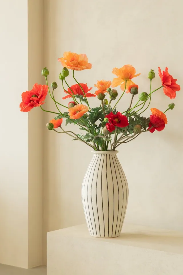 PrettyPlants Kunstboeket Elegant Poppies | Zijdenbloemen | Kunstbloemen | Zijden boeket | Kunstboeket Groen