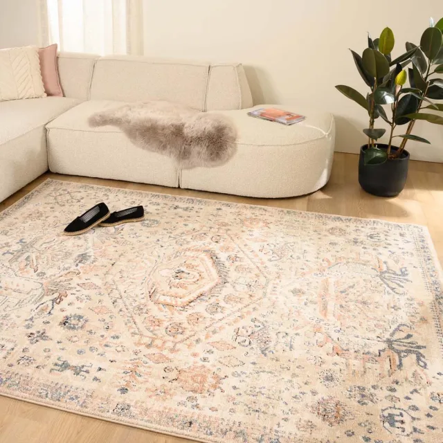 Tapeso Bohemian vloerkleed - Fancy Kavya ivoor/multi 80x150