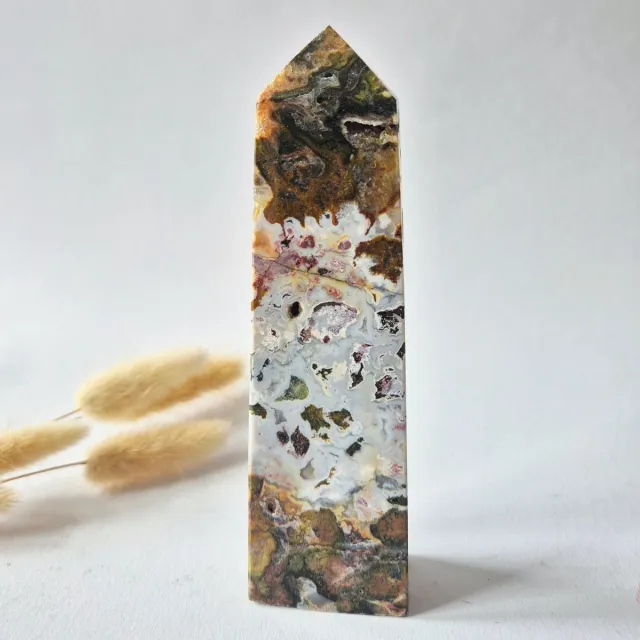 Moonlight Gemstones Oceaan Jaspis Toren 300 gram – Unieke Edelsteen met Druzy Meerkleurig