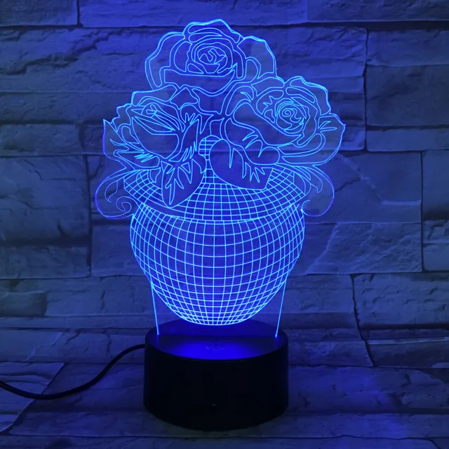 MC Living 3D Led Lamp Met Gravering - RGB 7 Kleuren - Bloempot