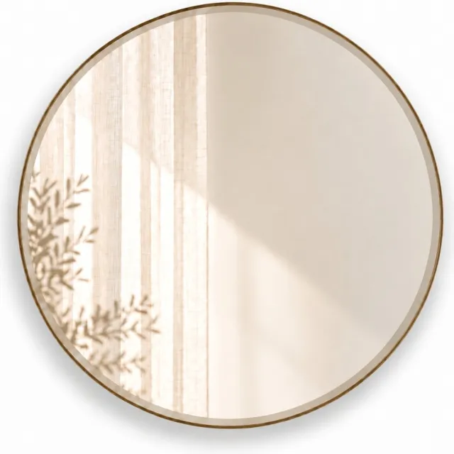 Indore Home Ronde Wandspiegel Brons – Spiegel met Facet Rand – 80 cm