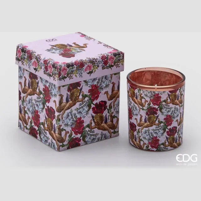 EDG - Enzo De Gasperi EDG Enzo De Gasperi geurkaars in glas met muziekdoosje H9 D8 kerst roze
