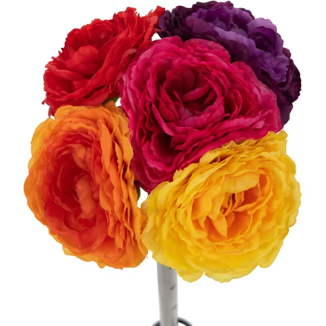 J-Line bloem Ranonkel Bundel - kunststof - mix Multi