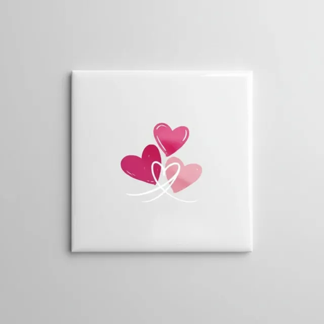 Nevolis Romantische Hartjes Decoratie Tegel – Liefde & Valentijn Minimalistische Wanddecoratie – 15 x 15 cm Keramische Tegel Multi Color