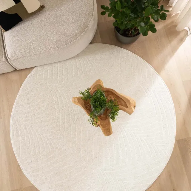 Nordic Weavers Scandinavisch vloerkleed rond - Contour Leaf crème 80