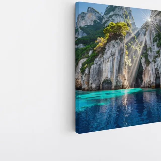 Saammp Canvas Schilderij - Mooi water tussen de Rotsen - Landschap - Natuur - 20x20 - Foto op canvas - Wanddecoratie - Muurdecoratie Woonkamer - Slaapkamer decoratie - Canvas Print Multicolor