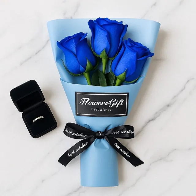 Hemo Luxe Kunst Blauwe Rozen in Transparante Geschenkdoos – Duurzame Kunstbloemen als Perfect Valentijnsdag & Moederdag Cadeau