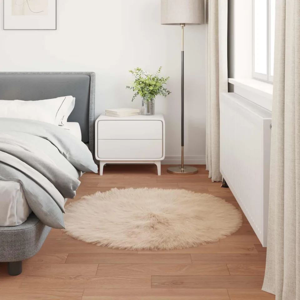vidaXL Tapijt van imitatie TAFALLA Beige Ø 80 cm Polyester, foto 3