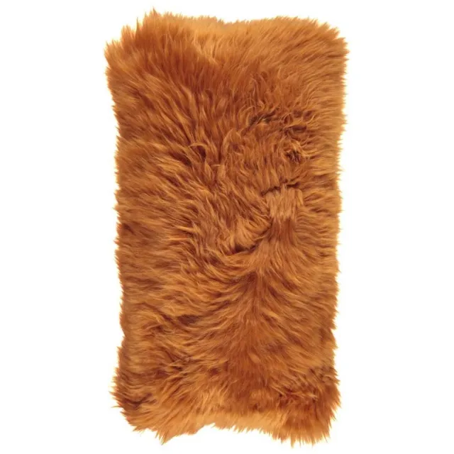 Sheepskin House Langharig Schapenvacht Kussen - 28x56 cm Rust