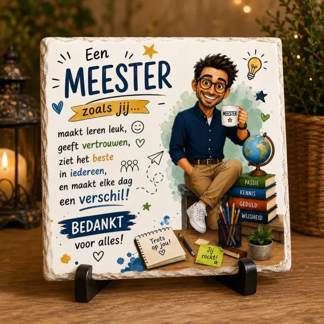 O.T.Trends Bedankje voor de Beste Meester – Persoonlijk Tegeltje vol Waardering Multie