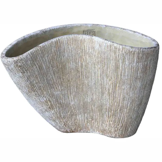 PTMD Destri Cream Cement Organic Shape Vase Bruin