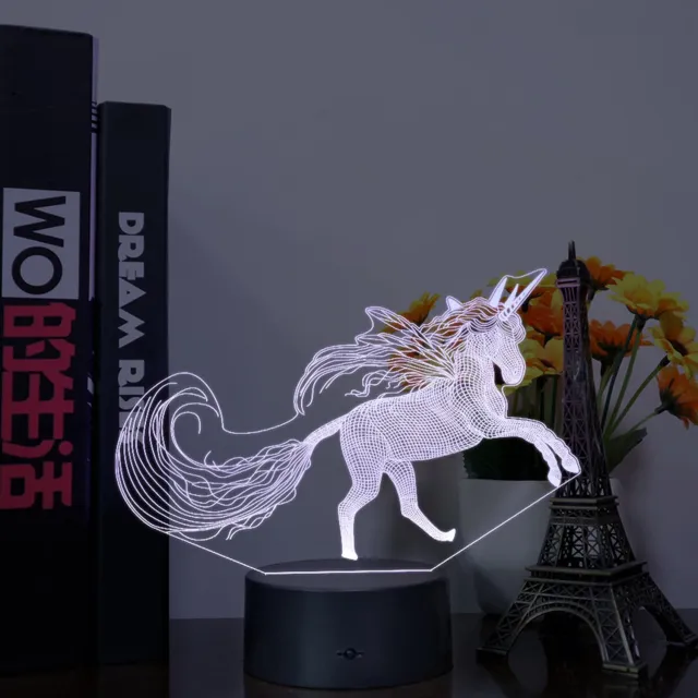 MC Living 3D Led Lamp Met Gravering - RGB 7 Kleuren - Unicorn