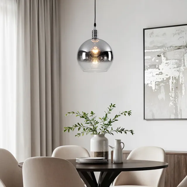 LumenXL Design hanglamp met smoke glas spiegelbol - London Zilver en rookgrijs