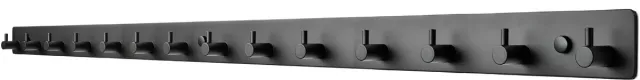 TOJ 14 Haaks Wandkapstok – 95cm - Muur / Wand Kapstok - Handdoekrek - Industrieel - RVS - Mat Zwart