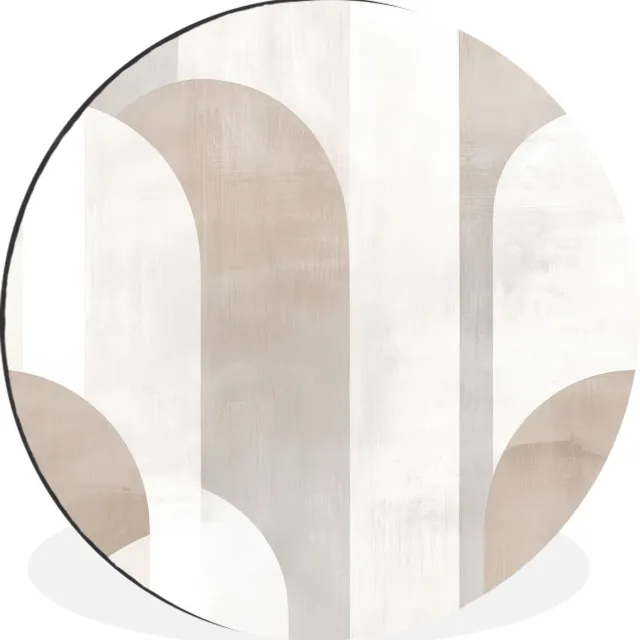 WallCircle Wandcirkel - Muurcirkel - Abstracte bogen - Modern - Beige - Aluminium - Dibond - 140x140 cm - Binnen en Buiten Bogen - Beige
