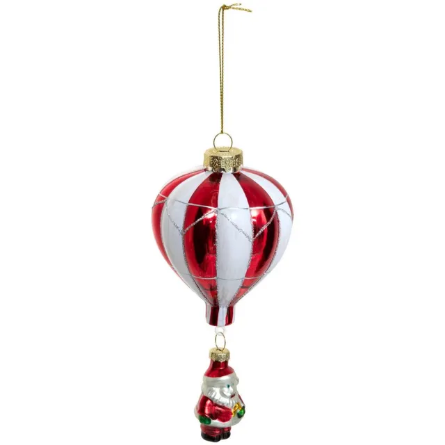 Feeric lights & Christmas Glazen hangversiering in de vorm van een dennenboom met heteluchtballon, 16 cm Rouge
