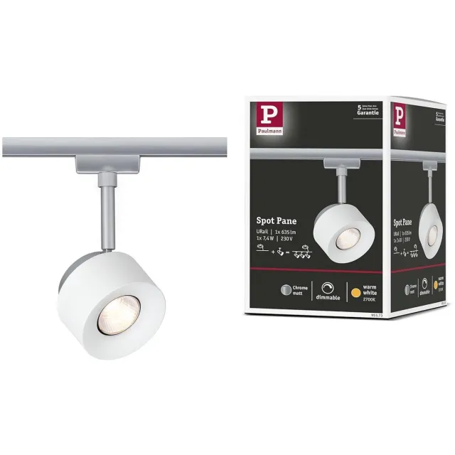 Paulmann 175 Paulmann 94893 URail LED-railspotpaneel 650lm 7,4W 3000K 230V signaal wit railsysteem