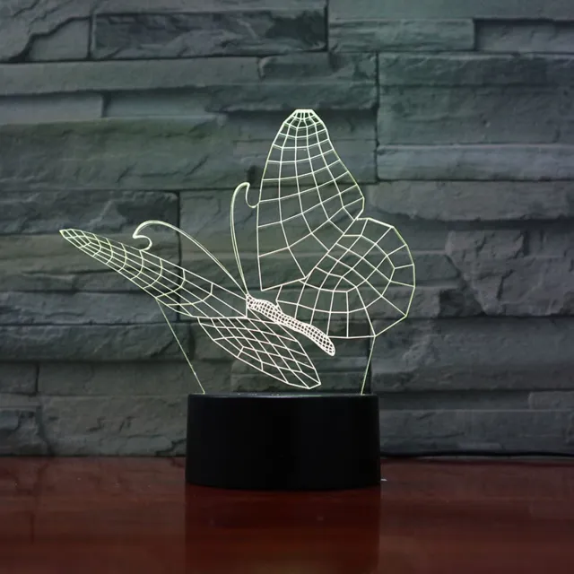 MC Living 3D Led Lamp Met Gravering - RGB 7 Kleuren - Vlinder