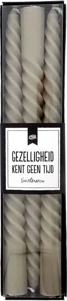 100%LEUK Swirlkaarsen Set 3 - Gezelligheid kent geen tijd Grijs