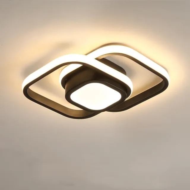 COOAU LED Plafondlamp - Plafonniere - Modern - Binnenverlichting - Dimbaar 3 Staps - 2400Lm - 36W - met Afstandsbediening - Zwart