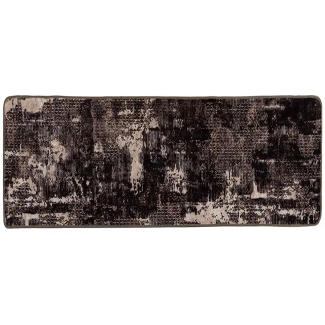 vidaXL Tapijt - Runner - MARSA - Zwart - en - Wit - 100 - x - 200 - cm - Polyester - en - PVC