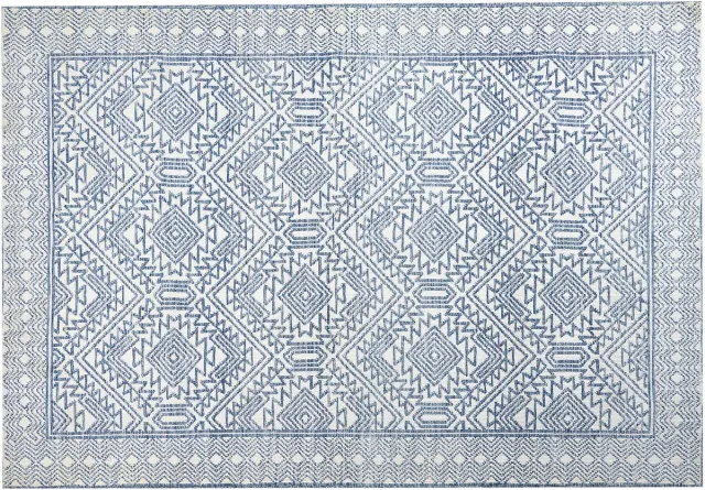 Beliani KAWAS - Vloerkleed - Blauw/Wit - 160 x 230 cm - Polyester