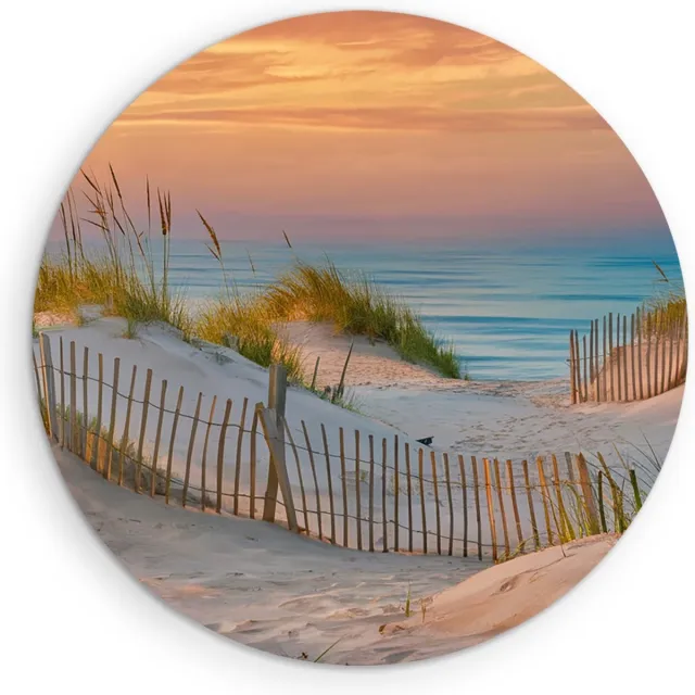 Saammp Forex Muurcirkel - Strand - Duinen - Zee - Helmgras - Ø 50 - Wandcirkel - Wanddecoratie Cirkel - muurdecoratie Woonkamer - Slaapkamer decoratie - Rond Schilderij