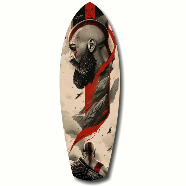 Insigne Art Glasschilderij in Surfplank Vorm – Kratos – 120x40 cm Kleurrijk