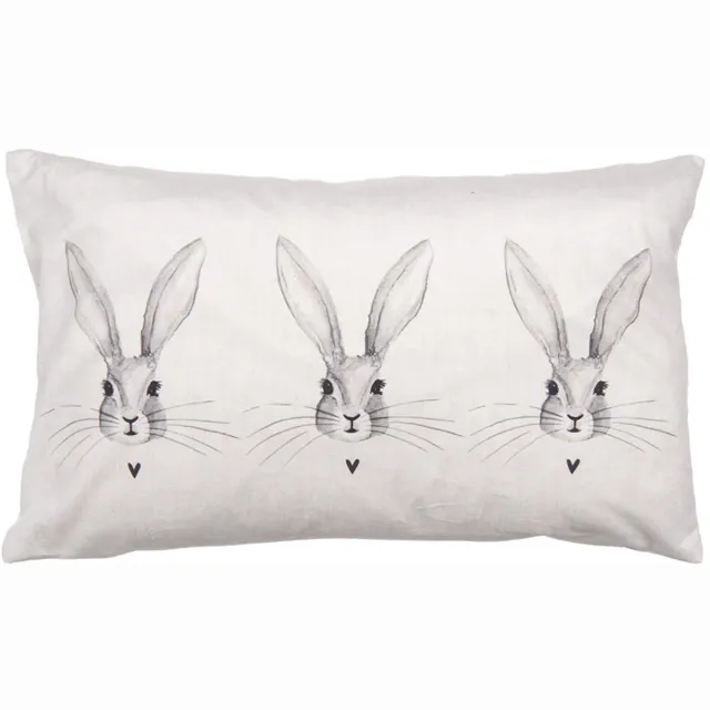 Clayre & Eef Kussenhoes 30x50 cm Beige Polyester Konijn