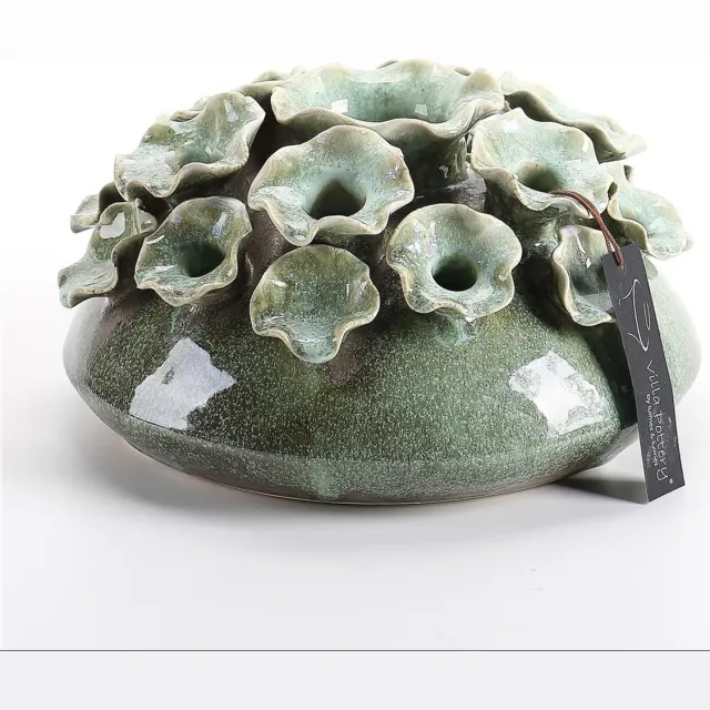 Villa Pottery Groene Bloemen Tuitvaas Suus D14xH12
