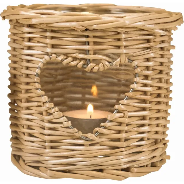 Mars & More rotan windlicht hart 12cm Bruin