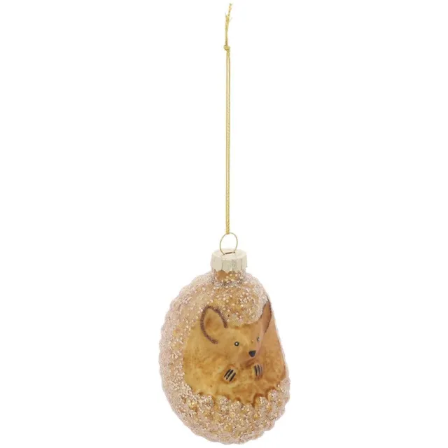 Feeric lights & Christmas Gouden glazen egelhanger in de vorm van een dennenboom, 8 cm Dore
