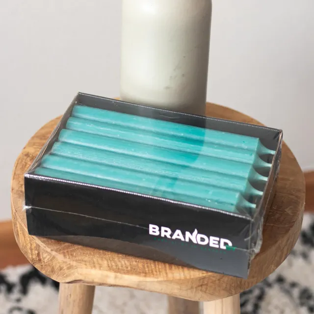 Branded by Dinerkaarsen - Dinner candle - 19.5 cm - Turquoise - 18 stuks