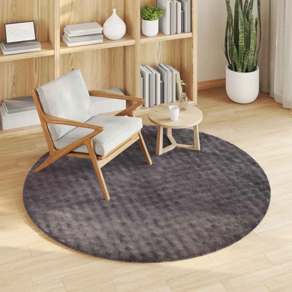 vidaXL Vloerkleden Rond SIROLO Antraciet Ø 200 CM Polyester, foto 3