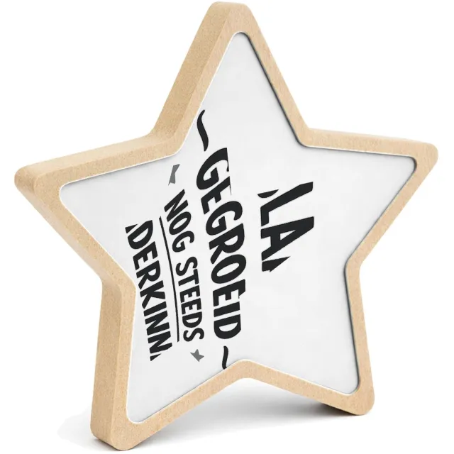 Mr Cadeautjes MDF fotolijst ster 14 x 13,5 - design Grappige woordspeling voor een energiek cadeau-item met een | cadeau Wit