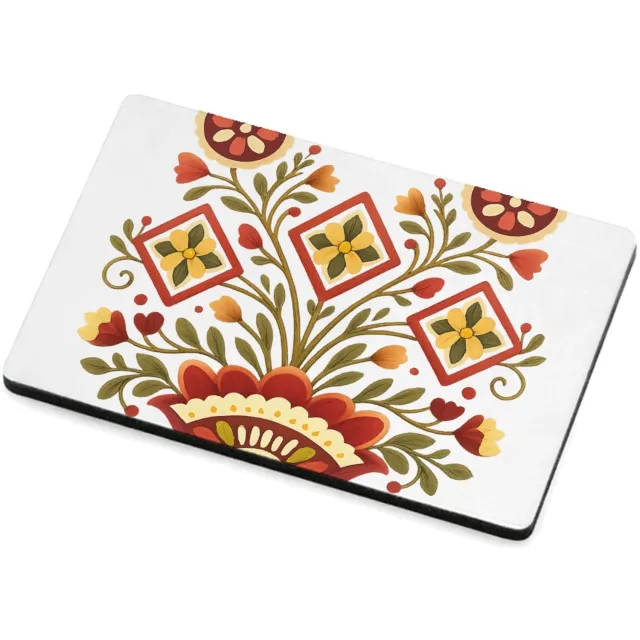 Mr Cadeautjes MDF magnetische fotolijst 7,5 x 5 - design Een zonvormig botanisch medaillon met compacte, strakke symm | cadeau Wit