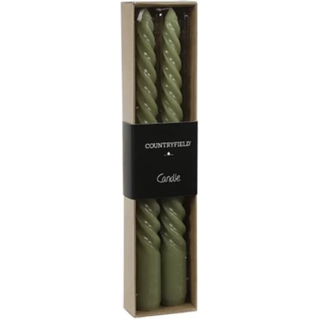 Countryfield Kaars - Ø2H20cm - Twirly - S - Set 2 stuks - licht groen - L20,7B4,6H2,5CM