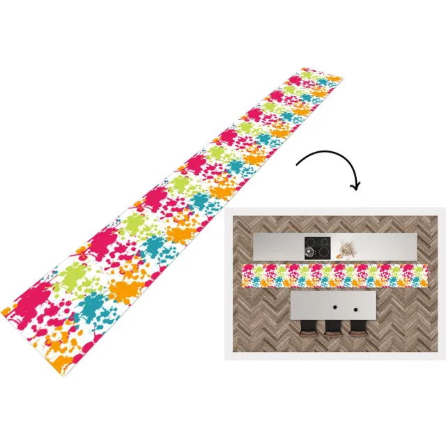 KitchenYeah Keukenloper - Keukenmat - Patronen - Verf - Regenboog - 480x60 cm - Keuken vloerkleed Multicolor