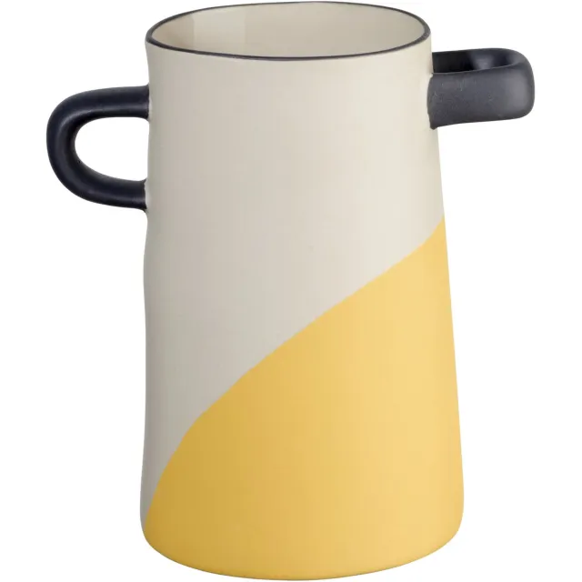 ASA Selection Rayu vaas, tafelvaas, decoratieve vaas, bloemenvaas, steengoed, geel gedipt, H 17 cm, 84802130 Kleurrijk
