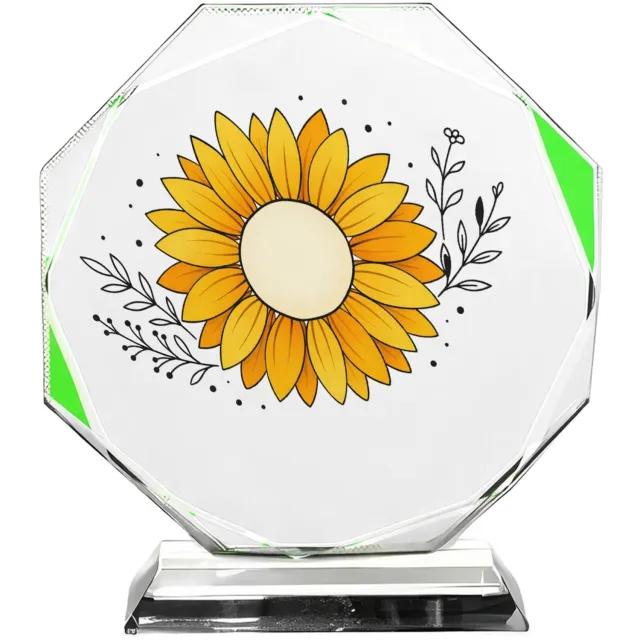 Mr Cadeautjes Fotokristal hexagon - design Een rustige, luxe complimentprint met een centraal symbool e | cadeau Wit