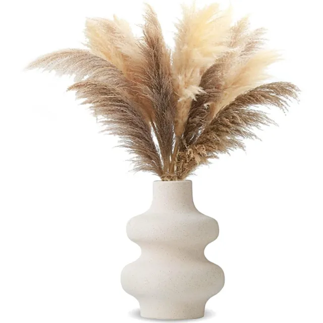 meerklose Ronde vaas, wit, bloemenvaas, beige, keramiek, voor moderne droogbloemen, kunst, crème, keramische vaas, bohemien decoratie, vaas voor decoratie en als cadeau