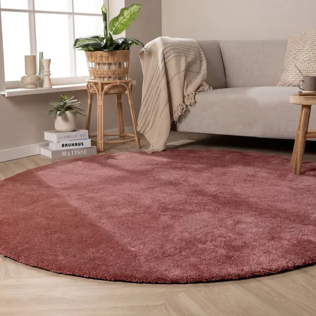 NATURL. Rond wasbaar vloerkleed - Clean Roze - Ø 120cm