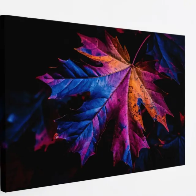 Saammp Canvas Schilderij - Gekleurd Blad - Bloemen - Natuur - 50x40 - Foto op canvas - Wanddecoratie - Muurdecoratie Woonkamer - Slaapkamer decoratie - Canvas Print Multicolor