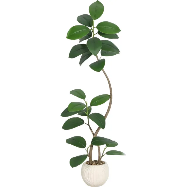 Happiq Kunstmatige Rubberboom - Voor Home & Binnen - Faux Fiddle Leaf Vijgenboom, Tropische Grote Vloerplant - Real Touch - Groen-150cm