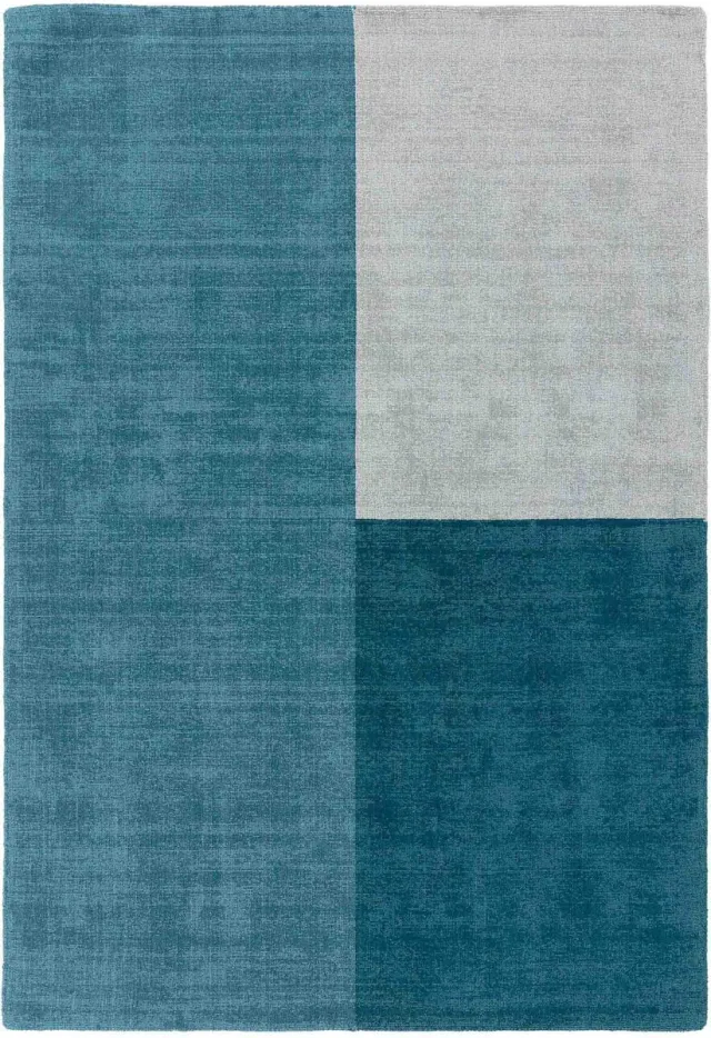 Eazy Living Easy Living - Blox-Rug-Teal Vloerkleed - 160x230 - Rechthoek - Laagpolig Tapijt - Modern - Blauw, Grijs