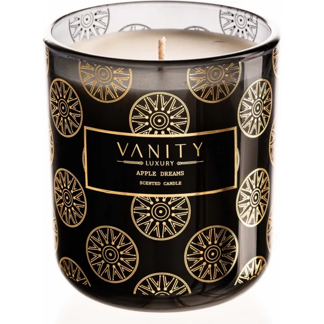 Vanity Luxury Geurkaars - Apple Dreams - 60 branduren - 100% Natuurlijke Sojawax Zwart