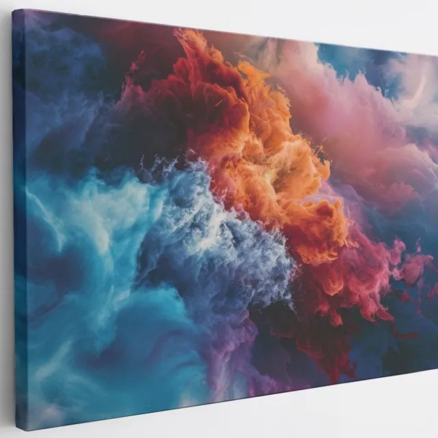 Saammp Canvas Schilderij - kleurenwolk - Abstract - 100x75 - Foto op canvas - Wanddecoratie - Muurdecoratie Woonkamer - Slaapkamer decoratie - Canvas Print Multicolor
