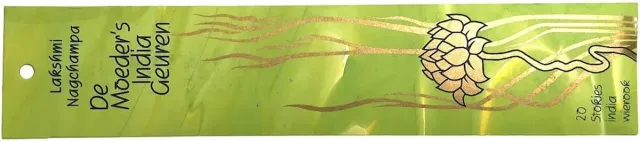 De Moeder's Geuren De Moeder’s India Geuren Wierook – Lakshmi Nagchampa – 20 lange wierook stokjes – 100% Natuurlijke Wierook bruin
